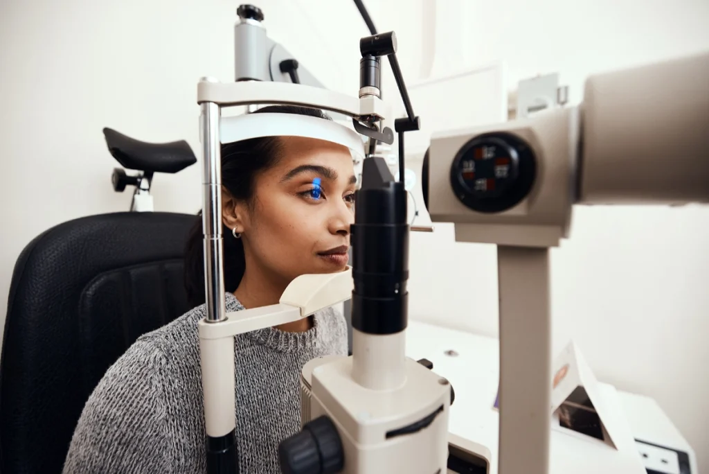 Woman having an eye test